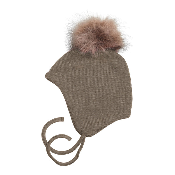 Wool Baby Aviator Helmet With Pompom 609024-40
