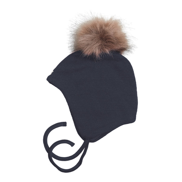 Wool Baby Aviator Helmet With Pompom 609024-46