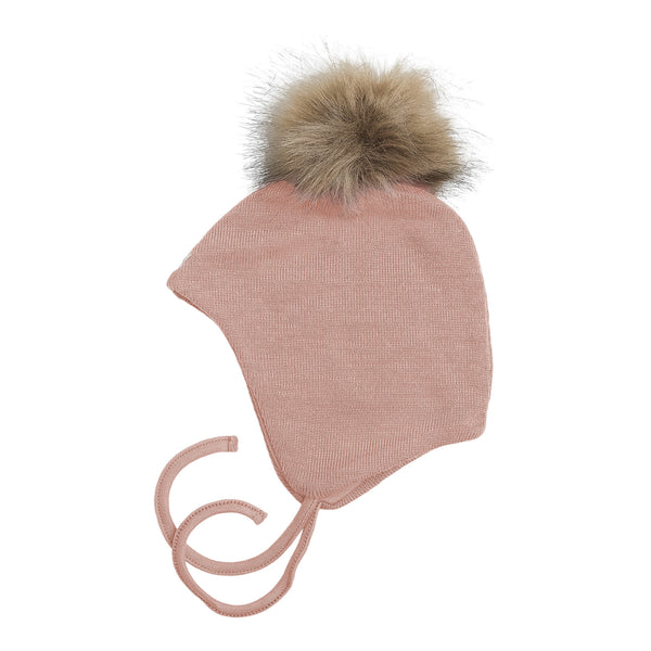 Wool Baby Aviator Helmet With Pompom 609024-81