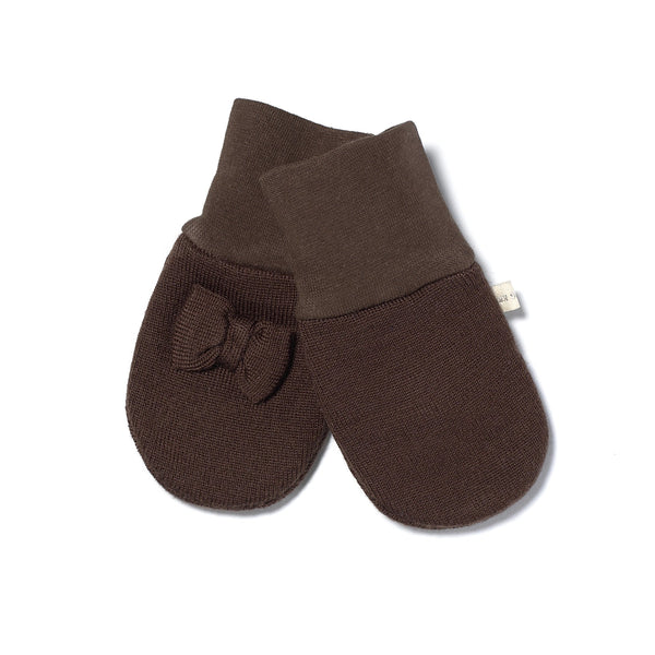 Baby Wool Mittens With Bow Chocolate Brown 606107-06 AW22