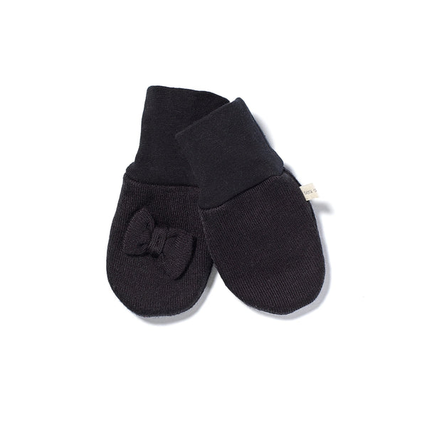 Baby Wool Mittens With Bow Black 606107-20 AW22